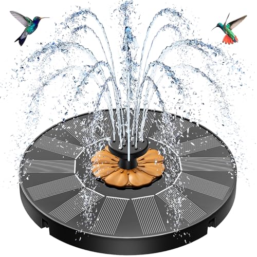 SZMP Fontaine Solaire Extérieur, 2025 Upgrade 1.4W Flottante Pompe Bassin Solaire avec 8 Buses & 4 Tiges Fixes pour Bain d'oiseaux, Étang, Piscine, Patio, Jardin...