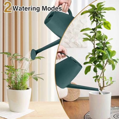 Image of Plastic Watering Can for Home Plant Garden1 /2 Gallon Blackish Green