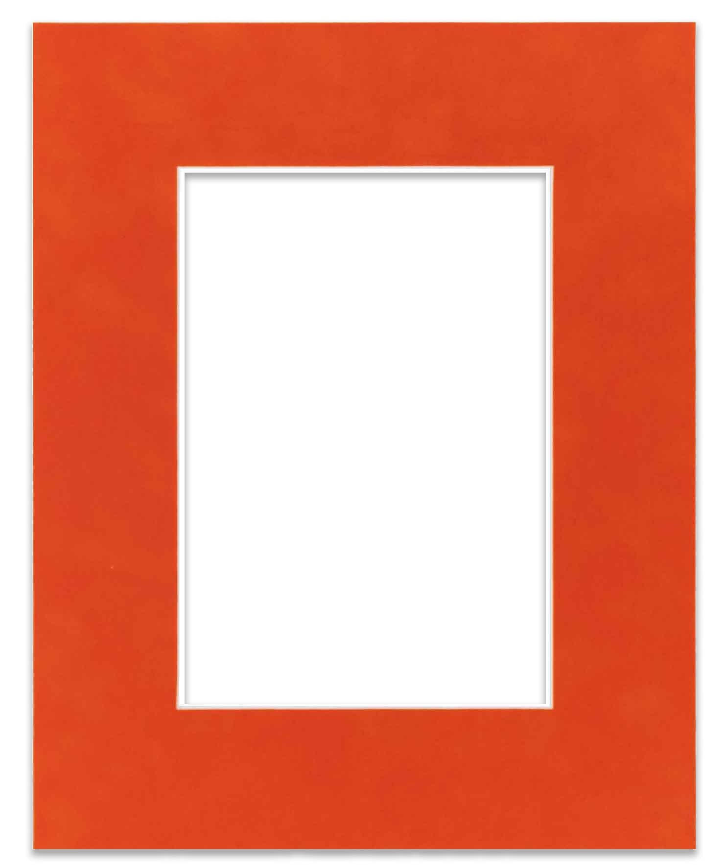 8x10 Mat Bevel Cut for 5x7 Photos - Acid Free Orange Suede Precut Matboard - for Pictures, Photos, Framing - 4-ply Thickness