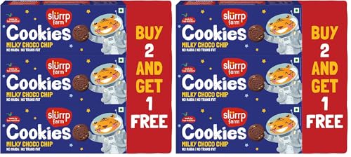 Image of Slurrp Farm No Maida No Trans Fat Milky Choco Chip Cookies | Buy2Get1 Free | Healthy Cookies for Kids | Made with Jowar and Whole Wheat | Pack of 6 x 80g