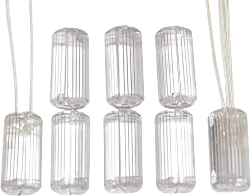 Blind Parts, Large 8 Pack Blind Tassels for All Horizontal Blinds. Clear Cylinder Design. Safety, Breakaway Tassel Breaks Open When Excess Pressure is Applied. For All Color Cords.