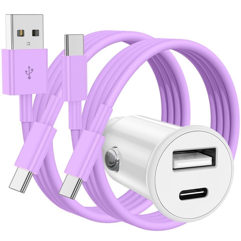 USB C Car Charger for iPhone 16 15 Pro Max, 40W Dual Port USB-C & USB-A Car Fast Charging Adapter, 2X3FT USB C to C Cable & USB A to C Carplay Cable