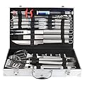 BBQ Grill Accessories Set, 32 Pcs Stainless Steel Grill Tools Grilling Accessories with Aluminum Case, Thermometer, Grill Mats for Camping/Backyard Barbecue, Grill Utensils Set for Men Women