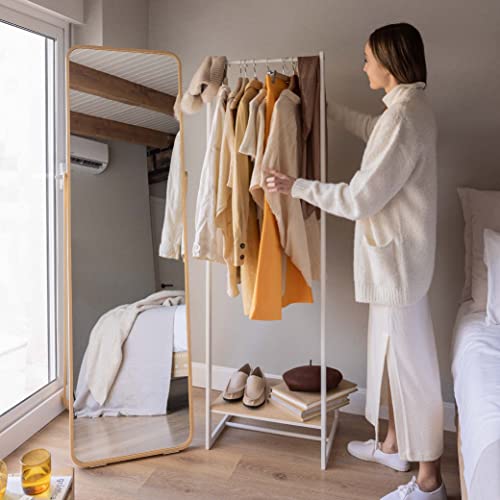 Newlux - Kleiderständer bis 24kg Hangy One 20, mit Schuhregal, Garderobenständer aus Metall mit hoher Stabilität, Einfache Montage, Kratzfester Boden | kompaktes Design | 50 x 40 x 160 cm | Weiß