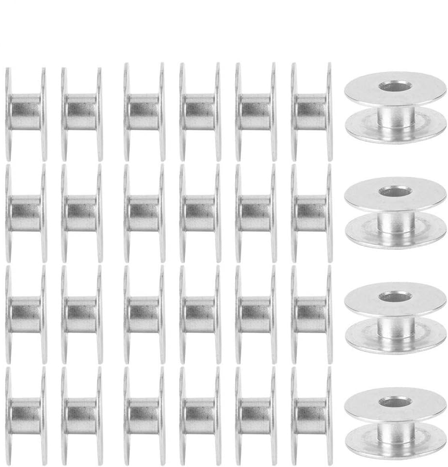 100pcs Sewing Machine Bobbins, Universal Aluminum Thread Bobbins Empty Spool Industrial Flat Sewing Machine Metal Replacement Parts