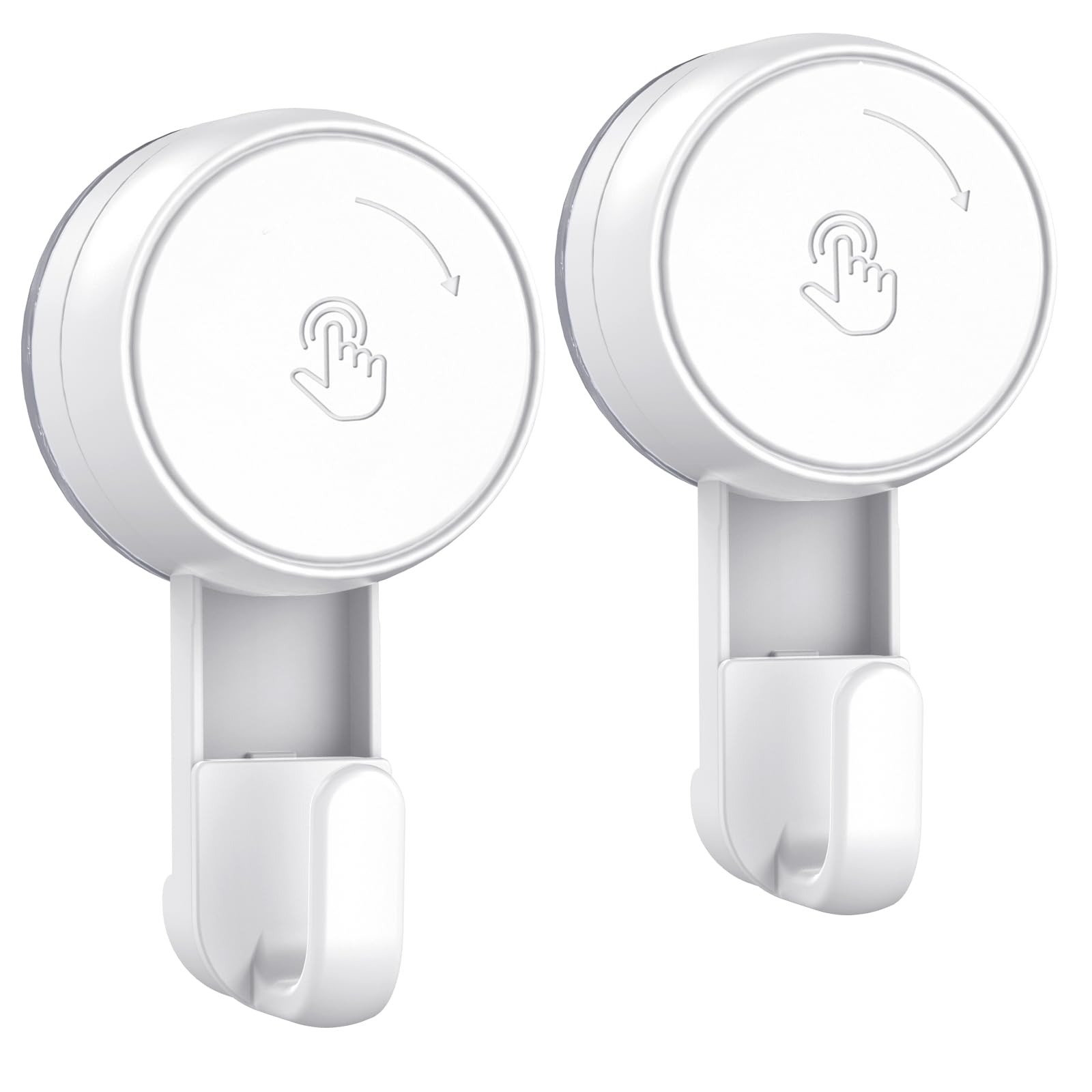 LUXEARSuction Hooks Powerful Vacuum Suction Shower Hook- Heavy Duty Hangers Waterproof Wall Hooks for Bathroom Kitchen Towel, Robe, Loofah Removable and Reusable Hooks for Bags Coat (2 Pack)