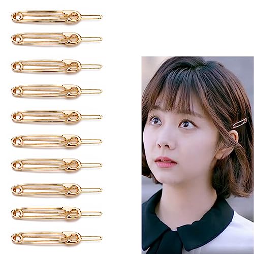 Safety Pin Hair Clip Accessories for Women Girls Gold Gothic Safety Pin Hair Clips Y2K Hair Barrettes Safety Hair Pins 10 Pieces Metal Goth Punk Paper Clip Hairpins image 3