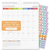1 unidad Calendario 2026, enero 2026 a diciembre 2027, calendario de pared, 24 mensuales, calendario 2026 y calendario 2027, planificador 2026-2027, 13.8 x 11 pulgadas, con calcomanías de planificador y un