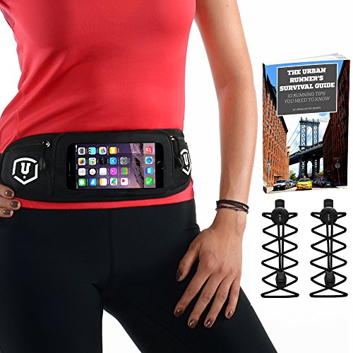 Urban Active Sports Running Belt - Complete Bundle - Pouch Running Belt iPhone 7 Plus for Men and Women - Locking Laces and Running Guide Ebook Included