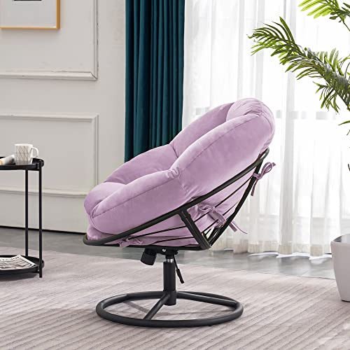 Mcombo Swivel Papasan Chairs, Gas Lift Cozy Chair With Height Adjustment, Velvet Rocking Saucer Chair For Living Room Bedroom Hq405 (Light Purple) #TOP3