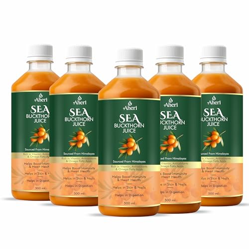 Image of Sea Buckthorn Juice 500 ML | Buckthorn Berry Herbal Juice with Natural Vitamin C, Omega 3 6 7 9 & Antioxidants | Herbal Support for Immunity, Skin Glow & Gut Health - Pack of 5
