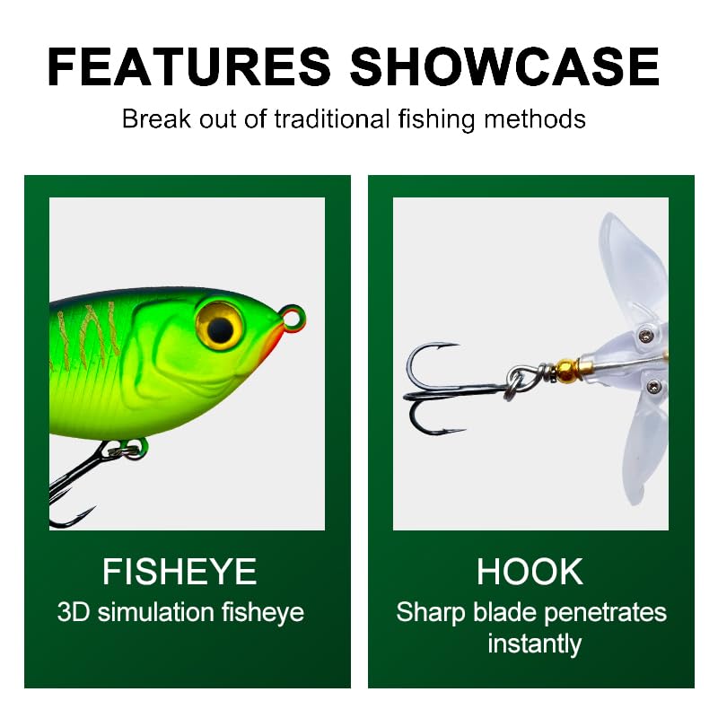 Top Water Fishing Lures - Irresistible Floating Lure for bass's-catfish's-pike's-salmon's- Unique Design, Splashing Action - Perfect Fishing Gift for Men