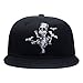 Quanhaigou Skull Zombie and Bats Embroidery Snapback, Unisex Hip Hop Skeleton Adjustable Baseball Cap Fashion Flat Brim Hat Black