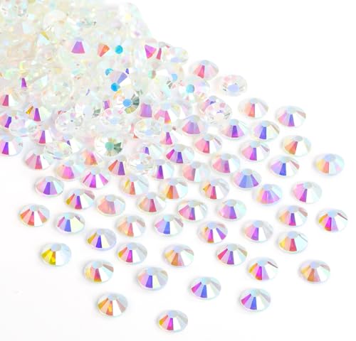 Image of Jollin Crystal Flatback Rhinestones for Crafts 2.4mm SS8, Transparent AB | Glue Fix, 2880pcs Glass Rhinestones for Bedazzling, Clothes, Tumblers, Nail Art, Shoes, Bags, Caps & Accessories Decoration