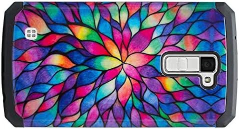 LG K10 Case, LG Premier LTE Case, LG K10 [Shock Absorption/Impact Resistant] 2 in1 Hybrid Dual Layer Armor Defender Protective Case Cover for LG K10 / LG Premier LTE, Rainbow Flower