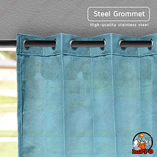 Image of HIPPO 150 GSM Outdoor Sun Blocking Balcony Eyelet /Grommet Curtains Sun & UV Protection, Light Filtering 3FTX4.5FT Window Curtain (Cool-Blue)