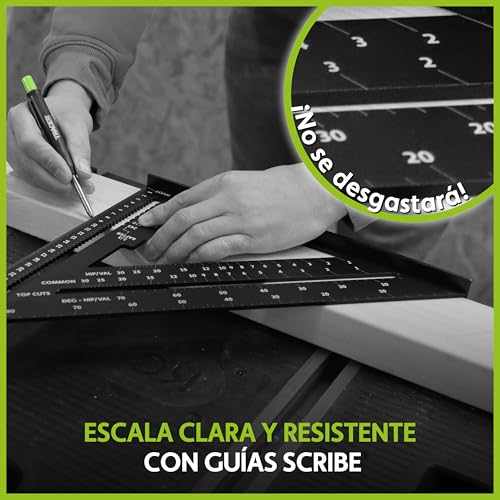 Escuadra de carpintero TRACER robusta de 300 mm con escalas de alta definición 8
