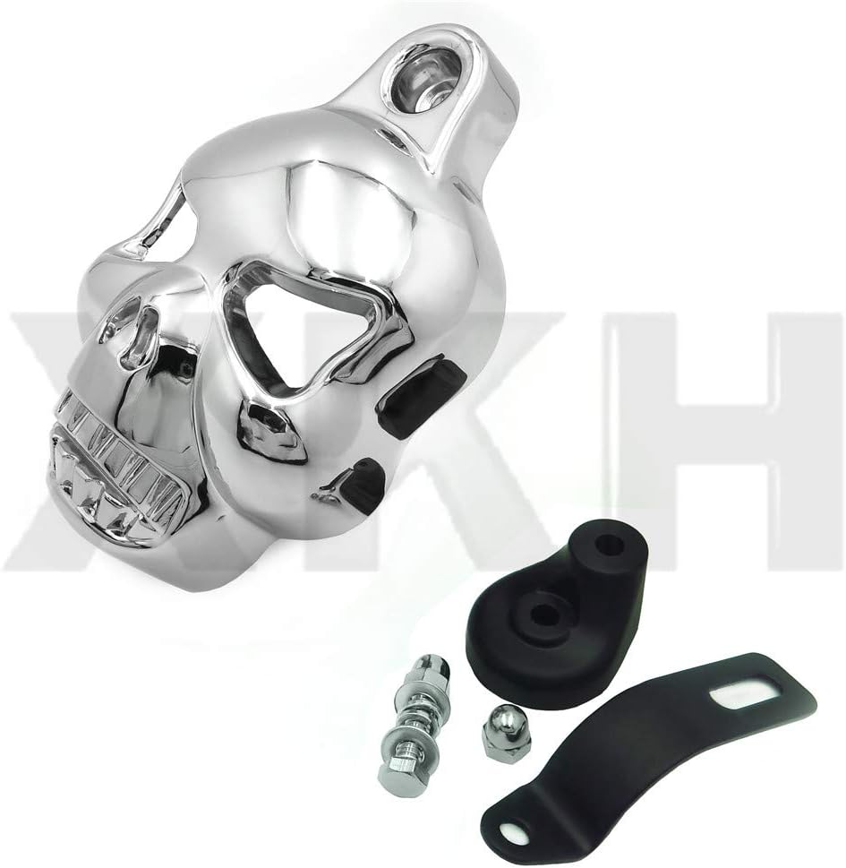 XKMT-Chromed skull Horn Cover Compatible With H-D Big Twins V-Rods Stock Cowbell 1992-2013 [B00YWCM0U0]