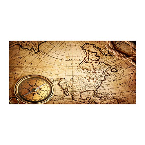 Art mural boussole sur la carte en toile imprimée premium marron 120x60