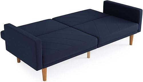 Miniatura 4 de DHP Mathias Futón y sofá cama con puerto USB para dispositivos de carga, lino mostaza