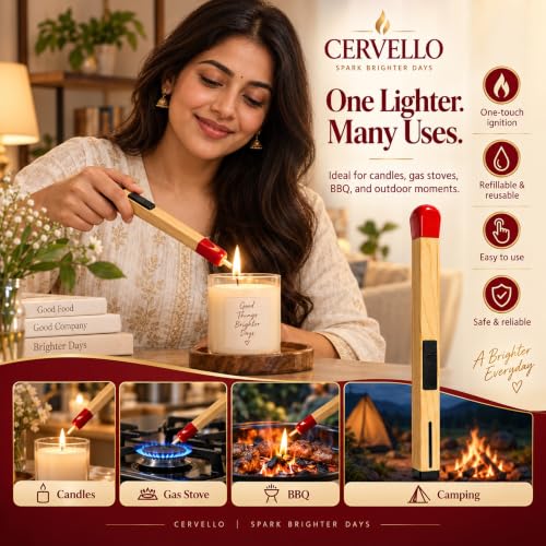 Image of Long Handle Butane Gas Lighter with Refillable Design and Adjustable Flame Control, Multipurpose Ignition Lighter for Kitchen Stove, Candles, BBQ, Camping and Outdoor Use