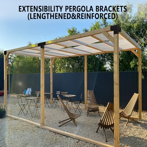 Image of 3-Way T-Shape Pergola Bracket Kit,Woodwork Brackets with Screws for 4x4(Actual:3.5 inchx3.5 inch) Wood Beams for Patio Pergola,Log Cabin Gazebo W /Hardware(1Pack)