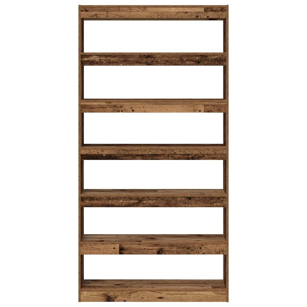 Regał na książki z drewna odpadowego, materiał drewnopochodny, 100 x 30 x 198 cm, z 6 półkami, wszechstronne miejsce do przechowywania do salonu, biura, sypialni, nowoczesne wzornictwo