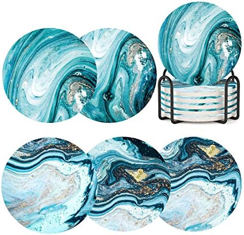 Soccer Ball Pattern Ceramic Coasters (2-Pack) - Absorbent Stone Coasters With Cork Base, 4 Inch Round - View #8
