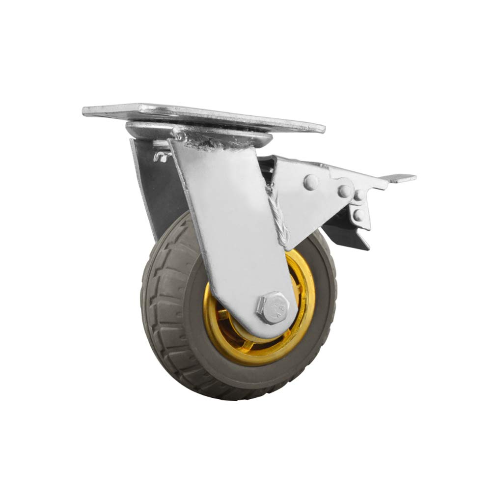 MXXQRHF Heavy Duty Swivel Rubber Plate Caster Wheels 6" Silent Industrial Casters with Tire Treads High Load Double Bearing for Workbench Trolley Machine Brake Included