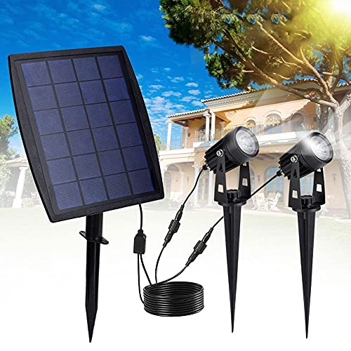 DLLT SolarLampe Garten, LED Solar Strahler Außen, Sorlarleuchte mit 2 Stücke Kaltweiß 6000K, IP...