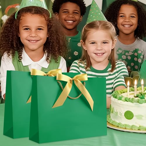 Image of JMANNI Gift Bags with Handles, 13 inch Medium Gift Bag for Presents, 1 Pcs Bags with 2 Tissue Paper and 1 Cards for Baby Shower Wedding Bridal Shower Mother's Day Birthday Party (LightGreen)