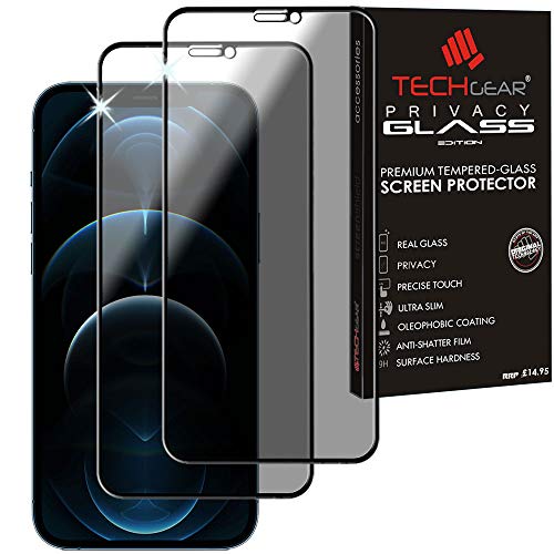 TECHGEAR [2 Pack Anti Spy Screen Protector for iPhone 12 Pro Max - PRIVACY Filter 3D GLASS Edition Genuine Tempered Glass Full Screen Protector Guard Cover Compatible with iPhone 12 Pro Max 6.7