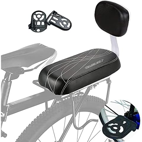 CEASELESLY Fahrradrücksitz+Klappbare Fahrrad Fußstütze,Fahrrad-Rücksitzkissen,PU Leder Kinder Fahrrad Hinten Sitz Kissen Cover