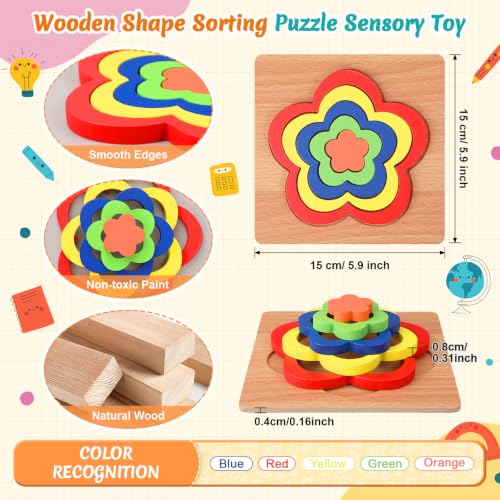 Image of 10 Pack Montessori Toys, Toddler Toys Puzzles Wooden Shape Sorting Puzzle Sensory Toy Preschool Learning Educational Autistic Developmental for Girls Boys Birthday Gifts