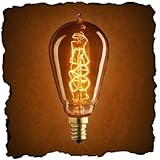 25 Watt - Vintage Antique Light Bulb - ST15 Edison Style - Candelabra Base - Hand-Wound Spiral Tungsten Filament - Multiple Supports - Clear