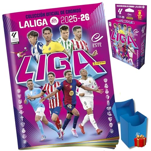 Panini Cromos Liga Este 25/26 - Packs con Diferentes Versiones del Producto y Regalo de Cajita para Cromos Surtidos - Cartas de Futbol (No Adrenalyn ni Eurocopa) (Album+8)