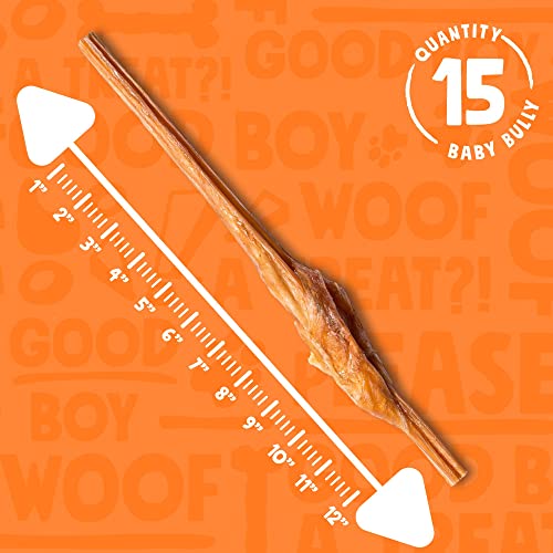 Jolly Barks Baby Bully Sticks 12 Inch | Natural Single Ingredient Bully Sticks For Medium Dogs, Puppies (15 Pack) #TOP5