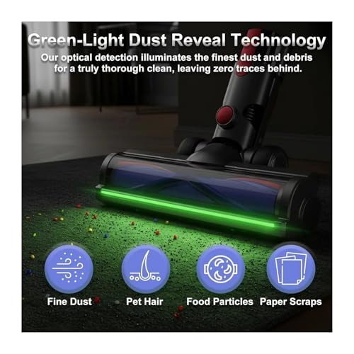 Cepillo de repuesto para suelo duro con LED verde independiente compatible con Dyson 3