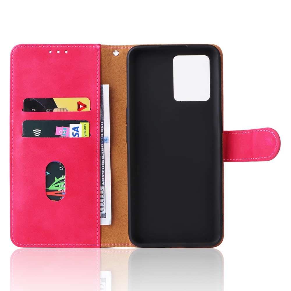 WEIOU Custodia Libro In Pelle Magnetica Per Realme 9 Pro+ / 9 4G (6.4") - Portafoglio Con Slot Carte E Funzione Stand, Colore Oro Rosa - copertina