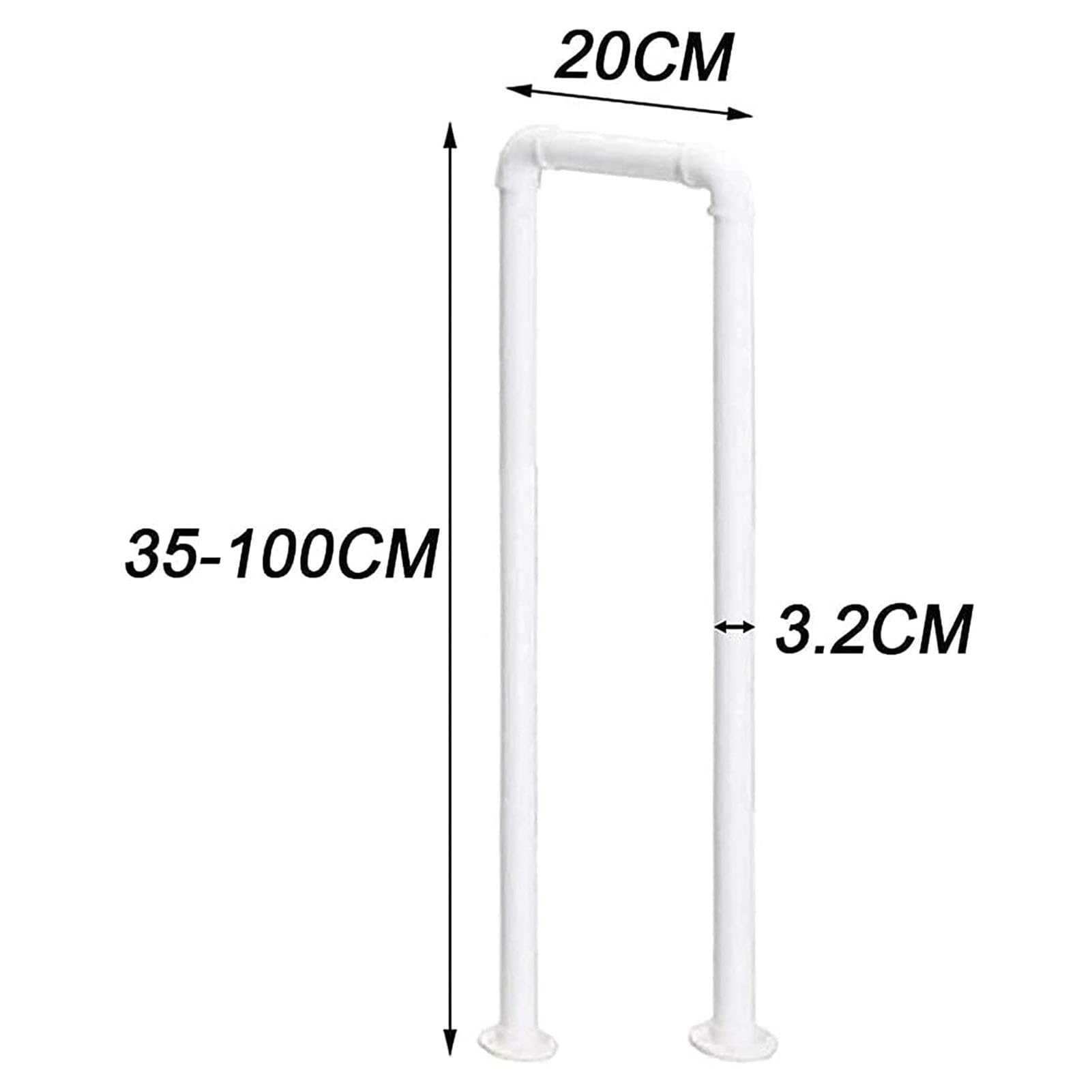 U-vormige leuningen - metalen trapleuning, 35-100 cm smeedijzeren leuning, veiligheid antislip reling grijper bar, loft gang ondersteuning leuning, voor gehandicapten/ouderen/kinderen hek (kleur: wit