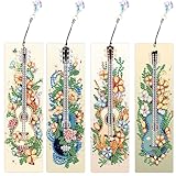 SHEGZHUC 4er Set Diamond Painting Lesezeichen Basteln Gitarre Musikinstrumente Musik Diamant Painting Lesezeichen Mosaik Diamant Malerei Stickerei Kreuzstich Bilder Kunst Geschenk