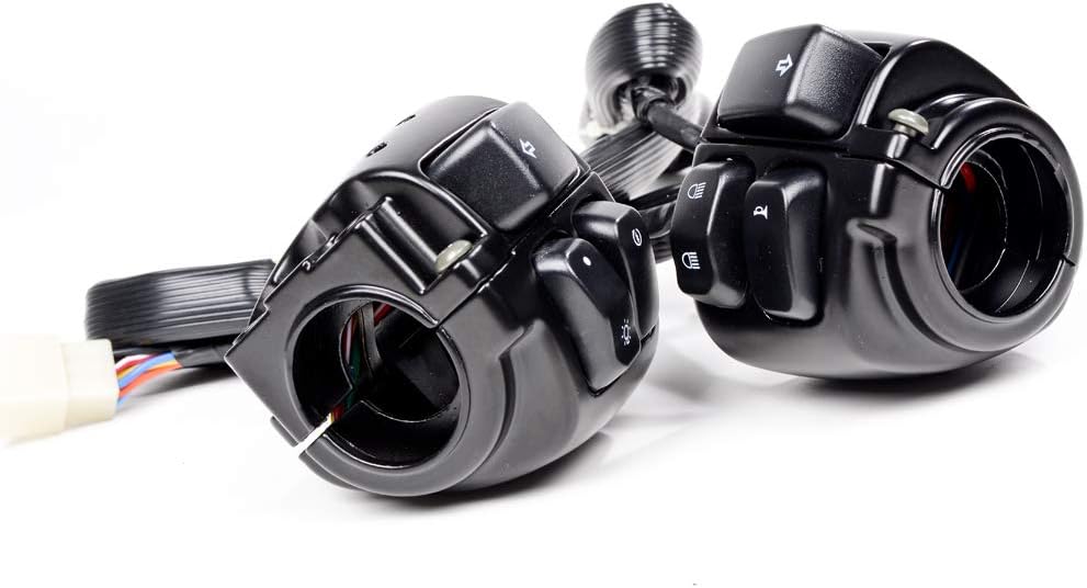 2X Handlebar Headlight Horn Turn Signal Light Switch + 1" Left Right Hydraulic Brake Master Cylinder Clutch Lever + 1x CNC Hand Grips Compatible with 96-12 Harley Softail Dyna Sportster V-Rod