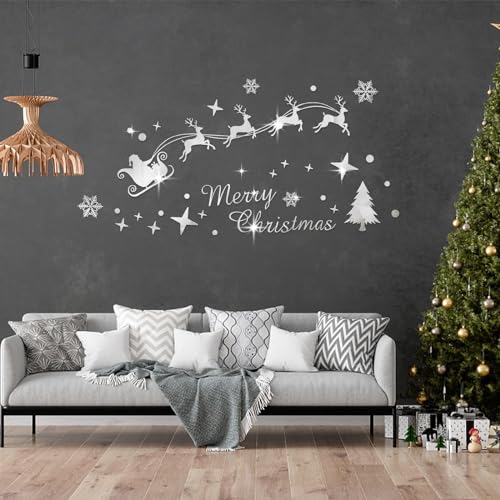 Autocollants de Noël pour mur rigides effet miroir 3D