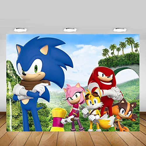 jushengyuan Sonic Hedgehog Photography Backdrop Newborn Baby Shower Palm Mountain Scenery Photo Background Baby Children