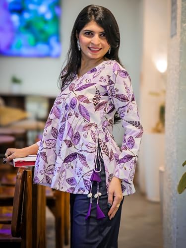 Image of Youthnic Women's Poly Rayon Printed Alia Cut Peplum Top | Top for Office | Women's Tunics | Short Kurti Women| Regular Fit