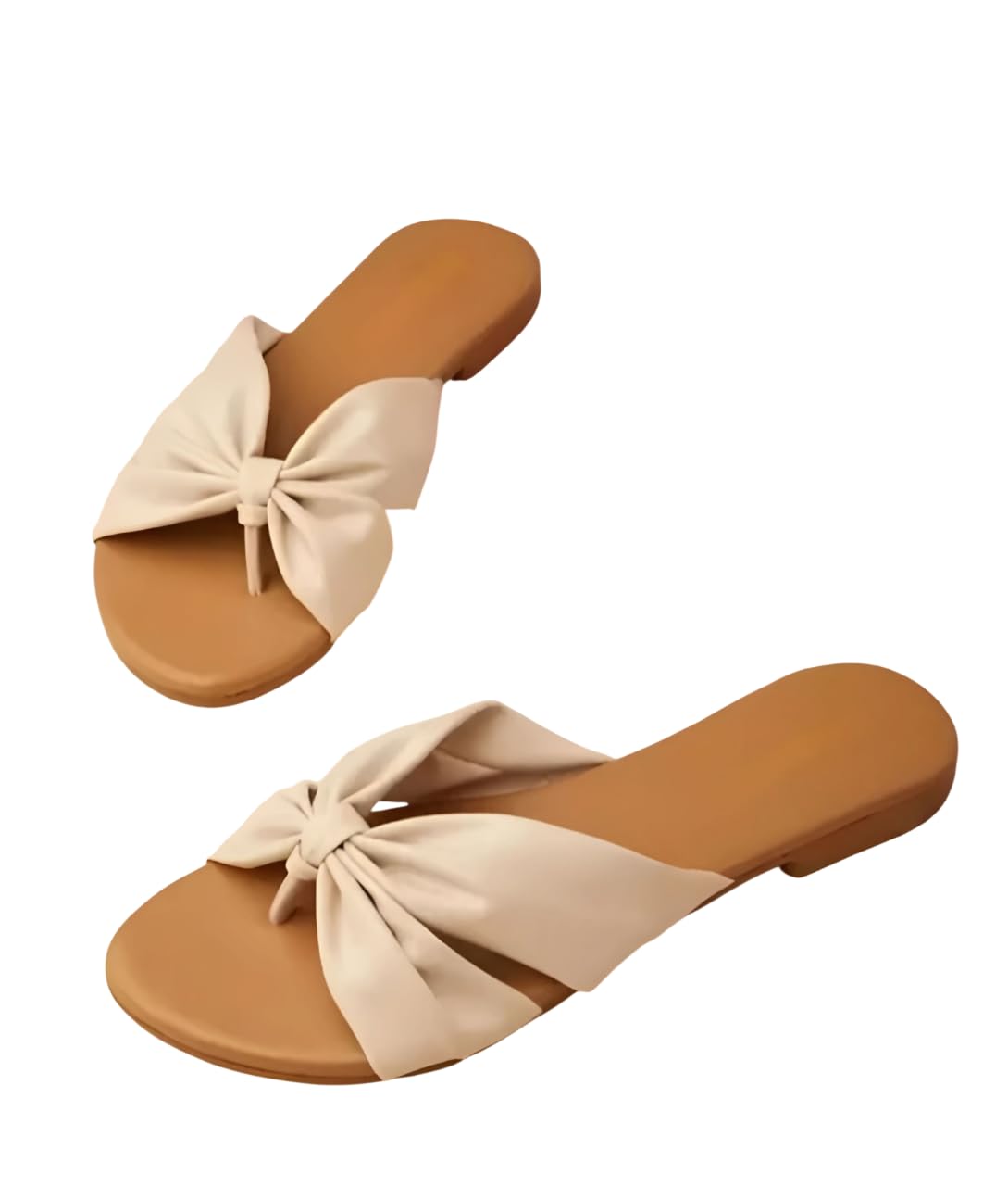 zoyi Women’s Bow Knot Thong Flat Sandals | Open Toe Slip-On Casual Flip Flops | Soft Strap Summer Slippers | Lightweight Beach Holiday Travel Footwear for Women & Girls-picture-3