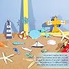 40 Pieces Coastal Cruise Ship Miniature Beach Themed Arts and Crafts Wood Anchor Decor Steering Wheel Lighthouse Starfish Seashell Seahorse Sailboat Wall Decor for Home Wall Decor Crafts #5