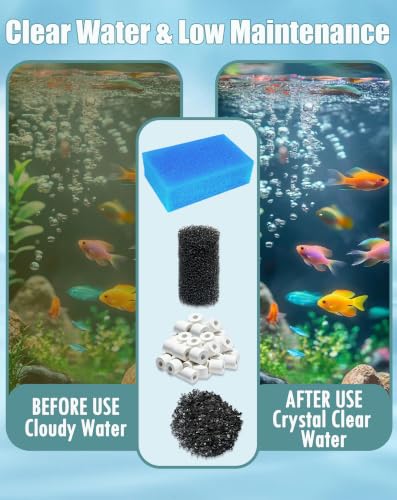 Image of 4-Set Complete 3-Stage Filter Media Kit Replacement for Fluval AC50 /Aquaclear 50 Power Filter - Includes Foam, Biomax & Carbon for Freshwater & Saltwater Aquariums & Fish Tanks