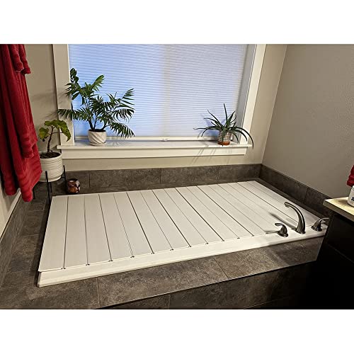 Funda plegable para bañera con persianas de PVC resistente al polvo y soporte de tablet 6