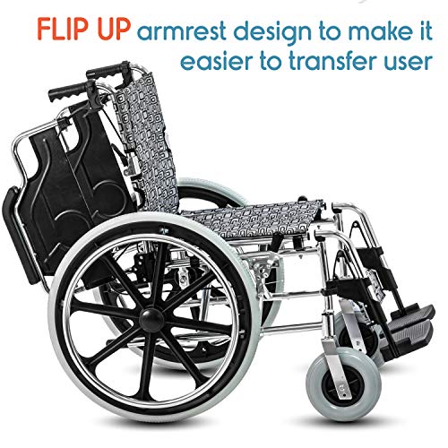 Image of KosmoCare Elegant Plus Premium Lightweight Foldable Aluminium Wheelchair - Color Silver